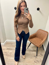 Load image into Gallery viewer, Emily Mocha Pleated Top