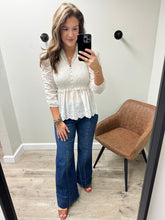 Load image into Gallery viewer, Rose White Ruffled Eyelet Top