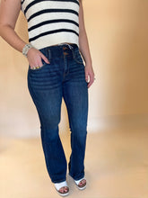 Load image into Gallery viewer, High Rise Double Button Flare Denim