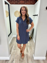 Load image into Gallery viewer, Saylor Navy Stripe Dress