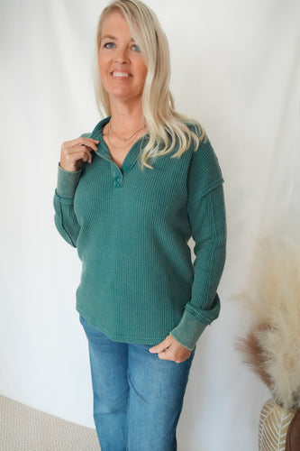 Kinli Thermal Washed Oversized Top