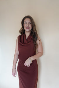 Nicole Brown Cowneck Dress