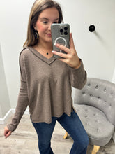 Load image into Gallery viewer, V-Neck Brushed Ribbed Long Sleeve