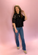Load image into Gallery viewer, Laken Black Lace Ruffle Top