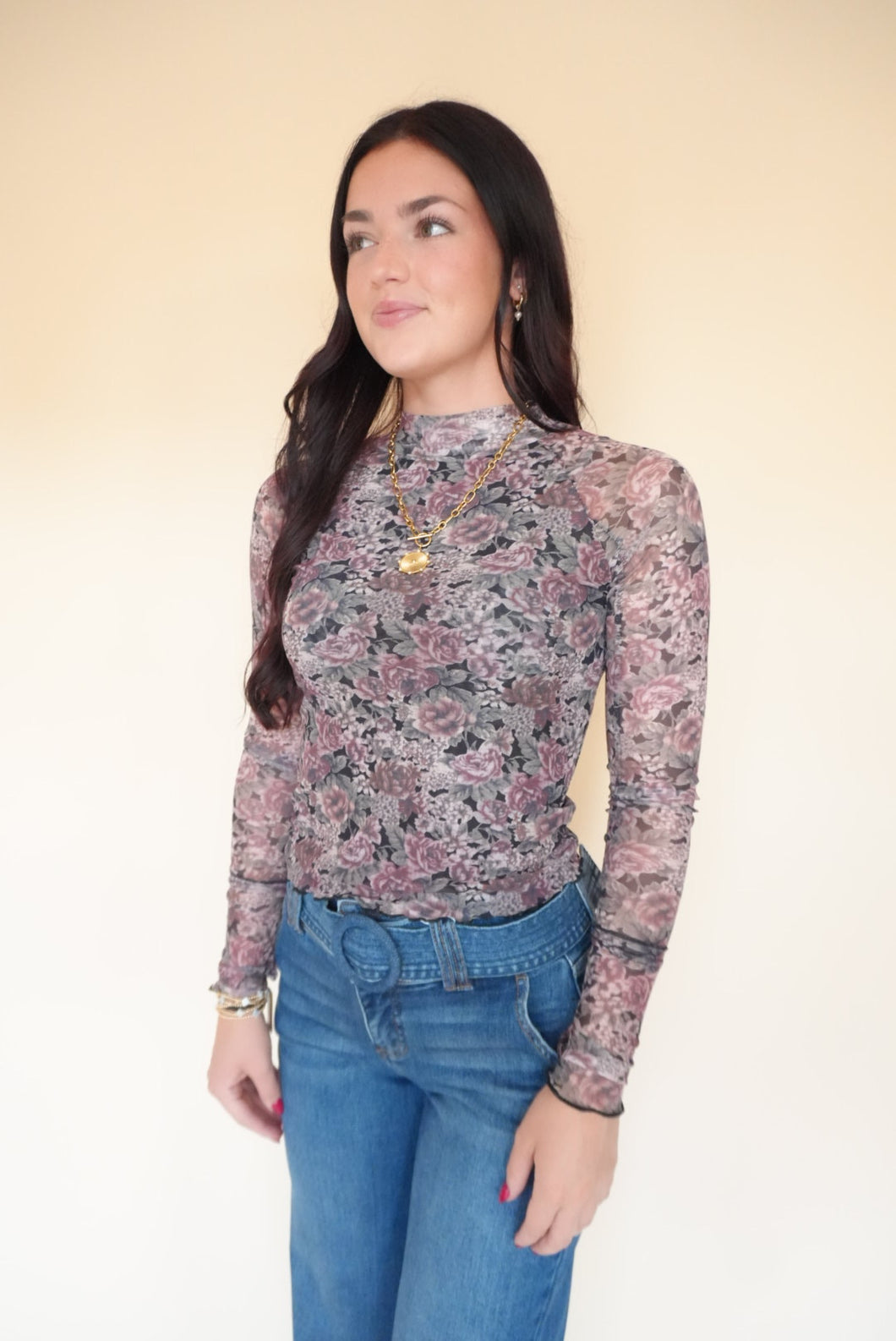 Nora Floral Mesh Long Sleeve