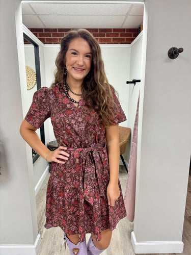 Adriana Brown Floral Dress