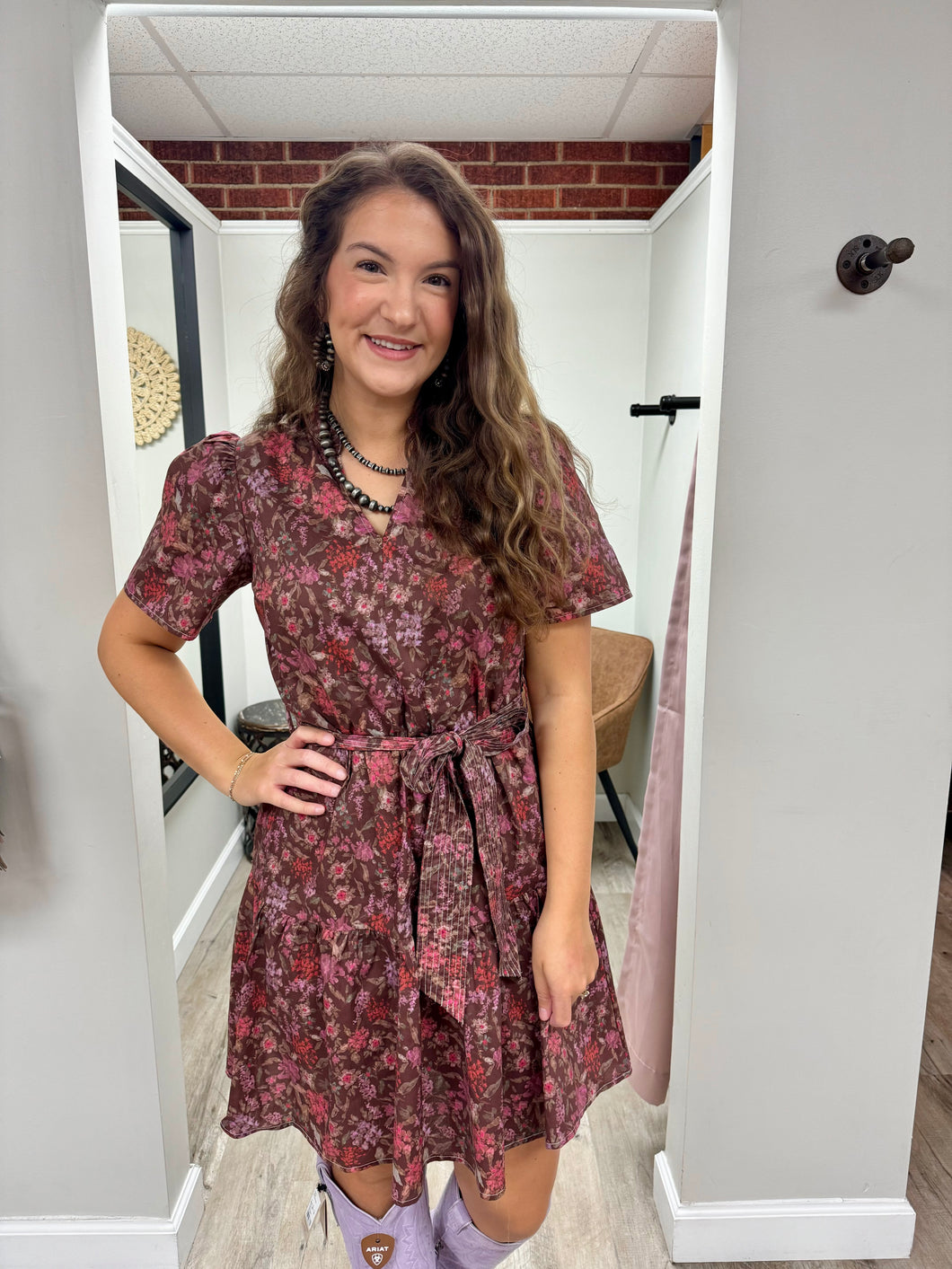 Adriana Brown Floral Dress
