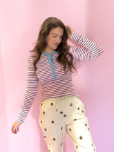 Load image into Gallery viewer, Lily Stripe Button Top