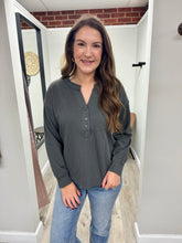 Load image into Gallery viewer, Natalie Charcoal Button Top
