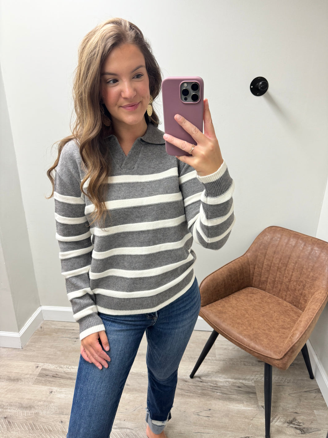 Izzy Polo Striped Sweater