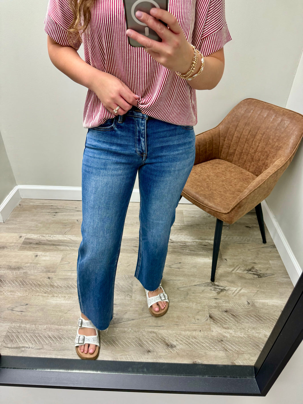 Tummy Control Mid Rise Crop Wide Leg