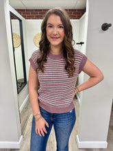 Load image into Gallery viewer, Adele Mauve Stripe Top