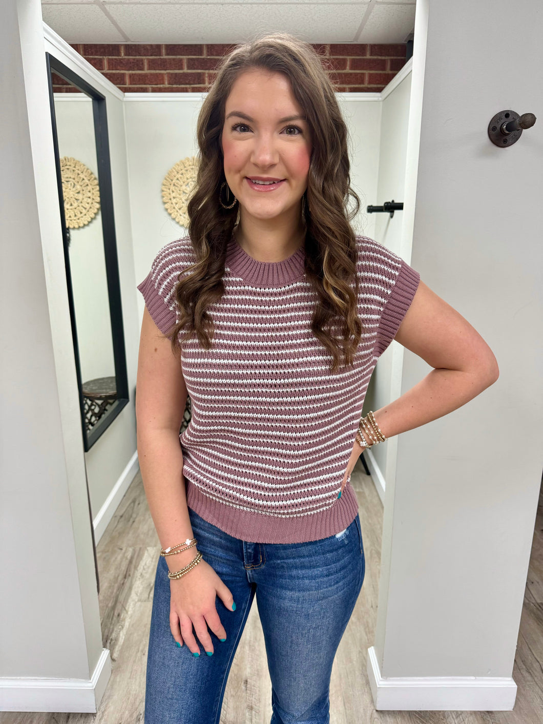 Adele Mauve Stripe Top