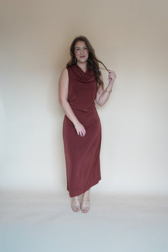 Nicole Brown Cowneck Dress