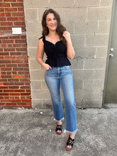 Load image into Gallery viewer, Hazel Smocked Ruffled Black Tank