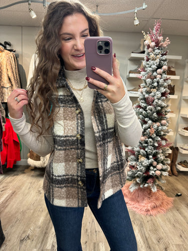 Lisa Plaid Button Down Vest
