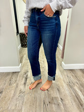 Load image into Gallery viewer, High Rise Cropped Straight Cuff Denim