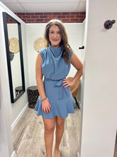 Load image into Gallery viewer, Callie Blue Cowl Neck Mini Dress