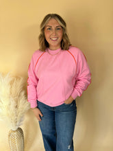 Load image into Gallery viewer, Mila Pink Piping Detail Crewneck