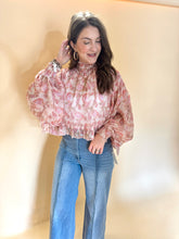 Load image into Gallery viewer, Dawn Floral Print Ruffled Mock Neck Top