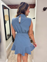Load image into Gallery viewer, Callie Blue Cowl Neck Mini Dress