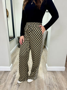 Mariah Mocha Checkered Pants