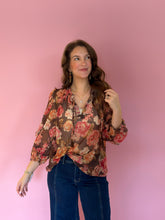 Load image into Gallery viewer, Olivia Brown Floral Blouse