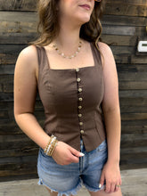 Load image into Gallery viewer, Cora Tailored Square Neck Buttoned Corset Top