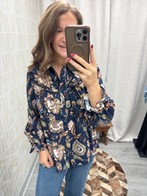 Load image into Gallery viewer, Chaney Navy Floral Top