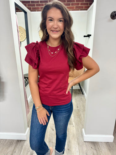 Megan Flutter Ruffle Sleeve Top
