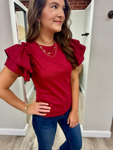 Load image into Gallery viewer, Megan Flutter Ruffle Sleeve Top