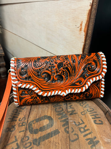 Tooled White Stitch Wallet