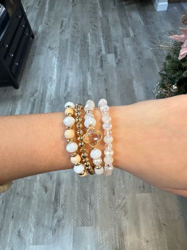 White Beaded Bracelets