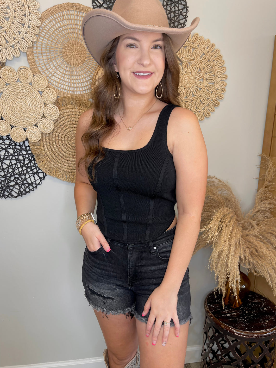 Averie Black Cropped Top