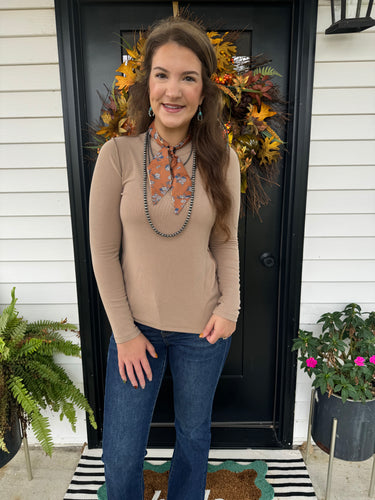 Layna Mocha Seam Detailed Top