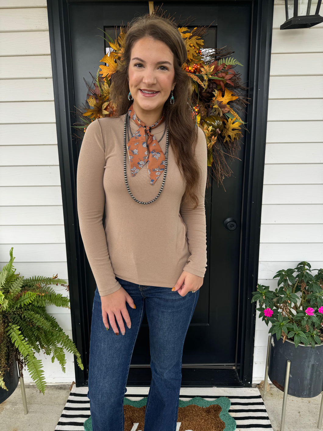 Layna Mocha Seam Detailed Top