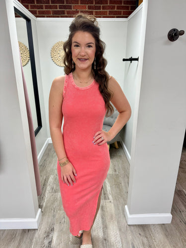 Laken Washed Ribbed Midi Dress