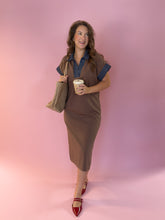 Load image into Gallery viewer, Delaney Brown Knit Midi Dress