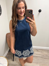 Load image into Gallery viewer, Bella Navy Eyelet Dress