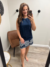Load image into Gallery viewer, Bella Navy Eyelet Dress