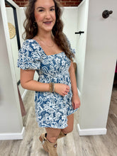 Load image into Gallery viewer, Lexee Denim Floral Velvet Romper