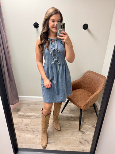 Lydia Denim Bow Dress