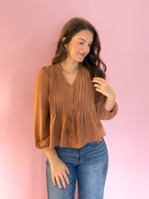 Load image into Gallery viewer, Gabbi Ruffle Terracotta Blouse