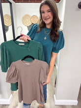 Load image into Gallery viewer, Harlow Ribbed Puff Sleeve Top