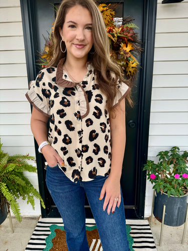 Lena Leopard Ruffle Top