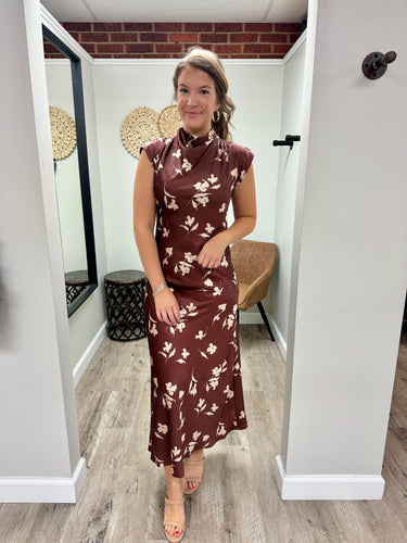 Kayla Brick Floral Dress