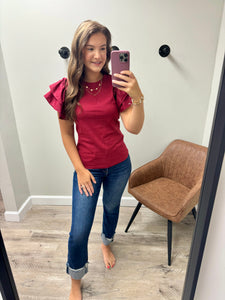 Megan Flutter Ruffle Sleeve Top