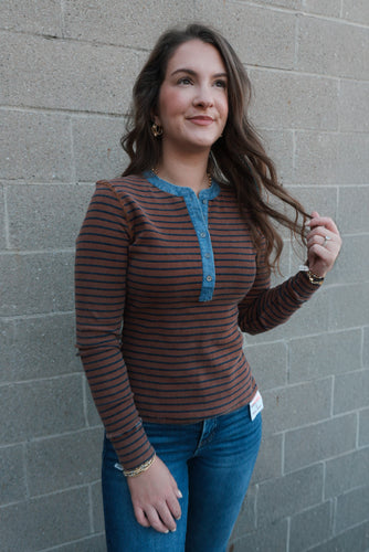 Amy Striped Two Tone Top