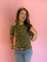 Load image into Gallery viewer, Tay Olive Polka Dot Top