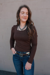 Rachel Chocolate Square Neck